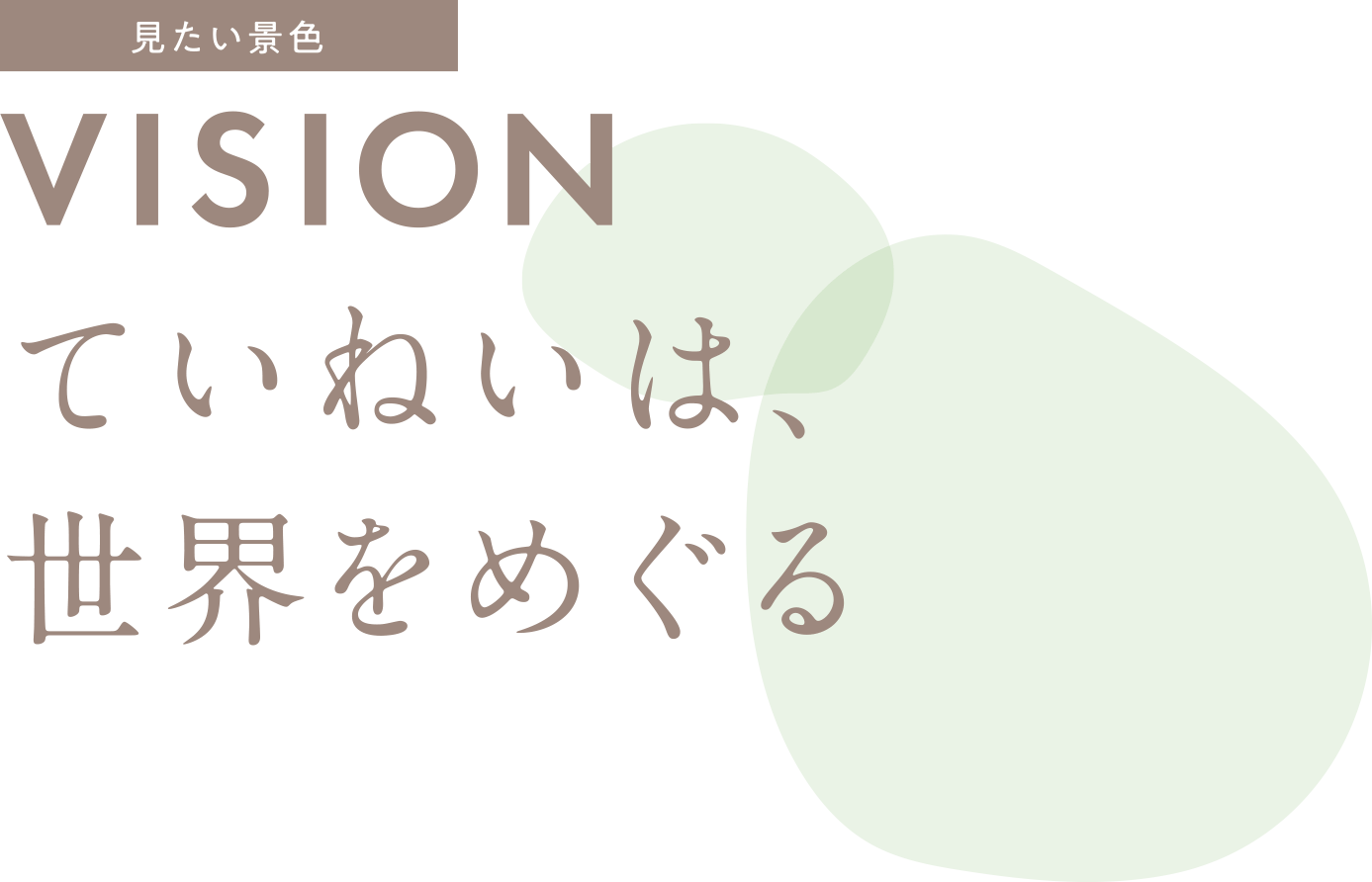 見たい景色　VISION ていねいは世界をめぐる